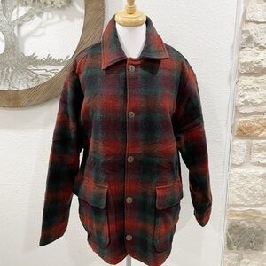 Vintage Woolrich Plaid Insulated Wool Barn Jacket Chore Coat Red Green Blue Med